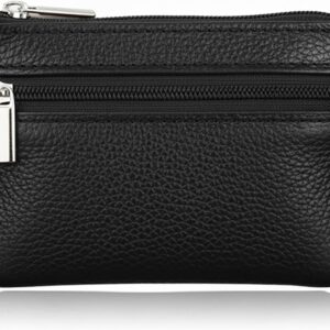Hibate Super Mini Black Leather Key Case Key Bag Small for Men Women