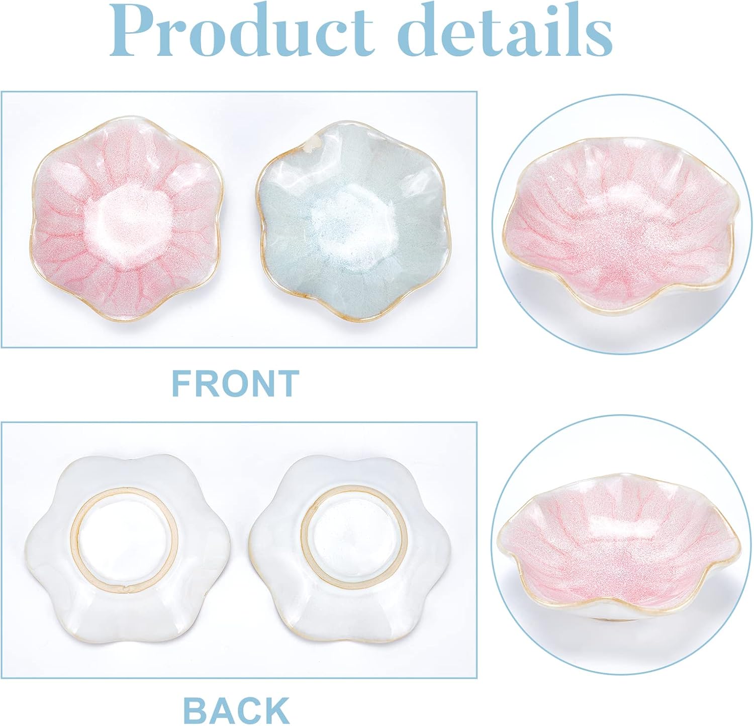 PandaHall 2 Styles Ceramic Jewellery Tray Key Ring Dish Jewellery Tray Ceramic Derorative Bracelet Organiser for Home Decor Wedding Gift Jewellery Storage, 10 cm – Bild 5