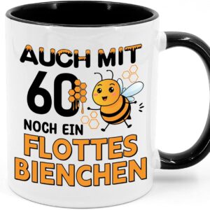 Gift 60th Birthday Women Mug with Saying Flottes Bienchen