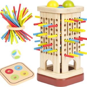 Ainiv Pack of 32 Colourful Wooden Sticks Dice Game Fine Motor Skills Games