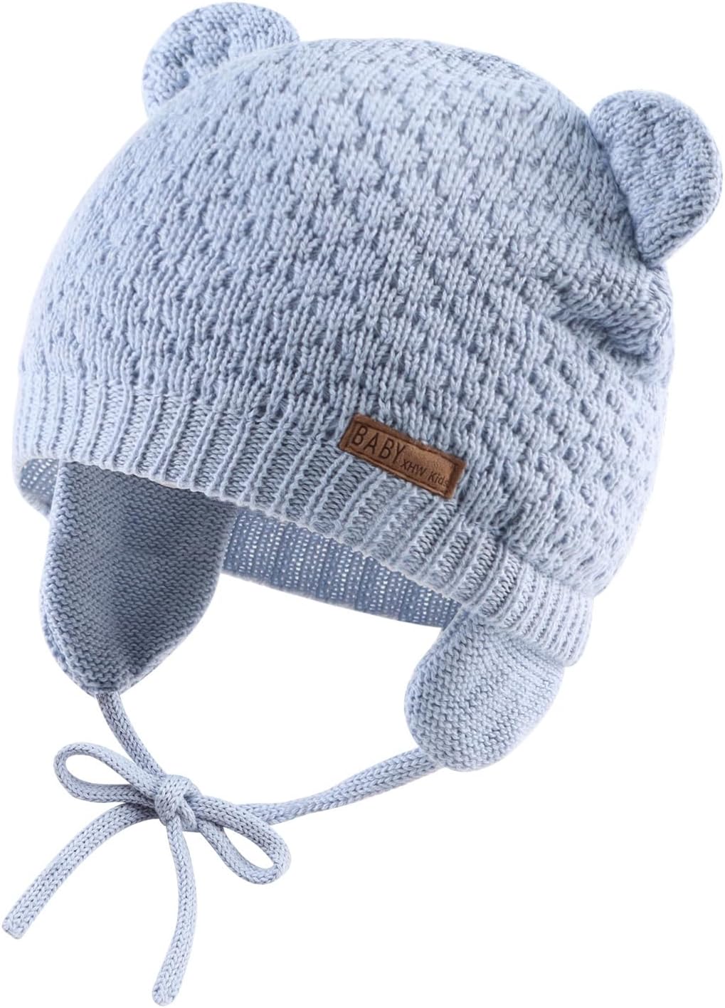 XIAOHAWANG Baby Winter Hat Boys Girls Warm Knitted Hats Soft with Cute Bear Ears