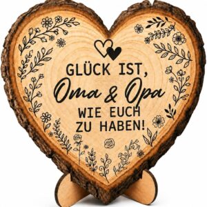 AHEJIOO Wooden Heart as Grandma and Grandpa Gift & Grandma Gift for Grandparents