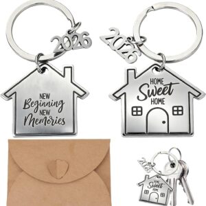 Pack of 2 Home Keyrings, 2026 Housewarming Gifts, Home, Housewarming Gift, with Envelope