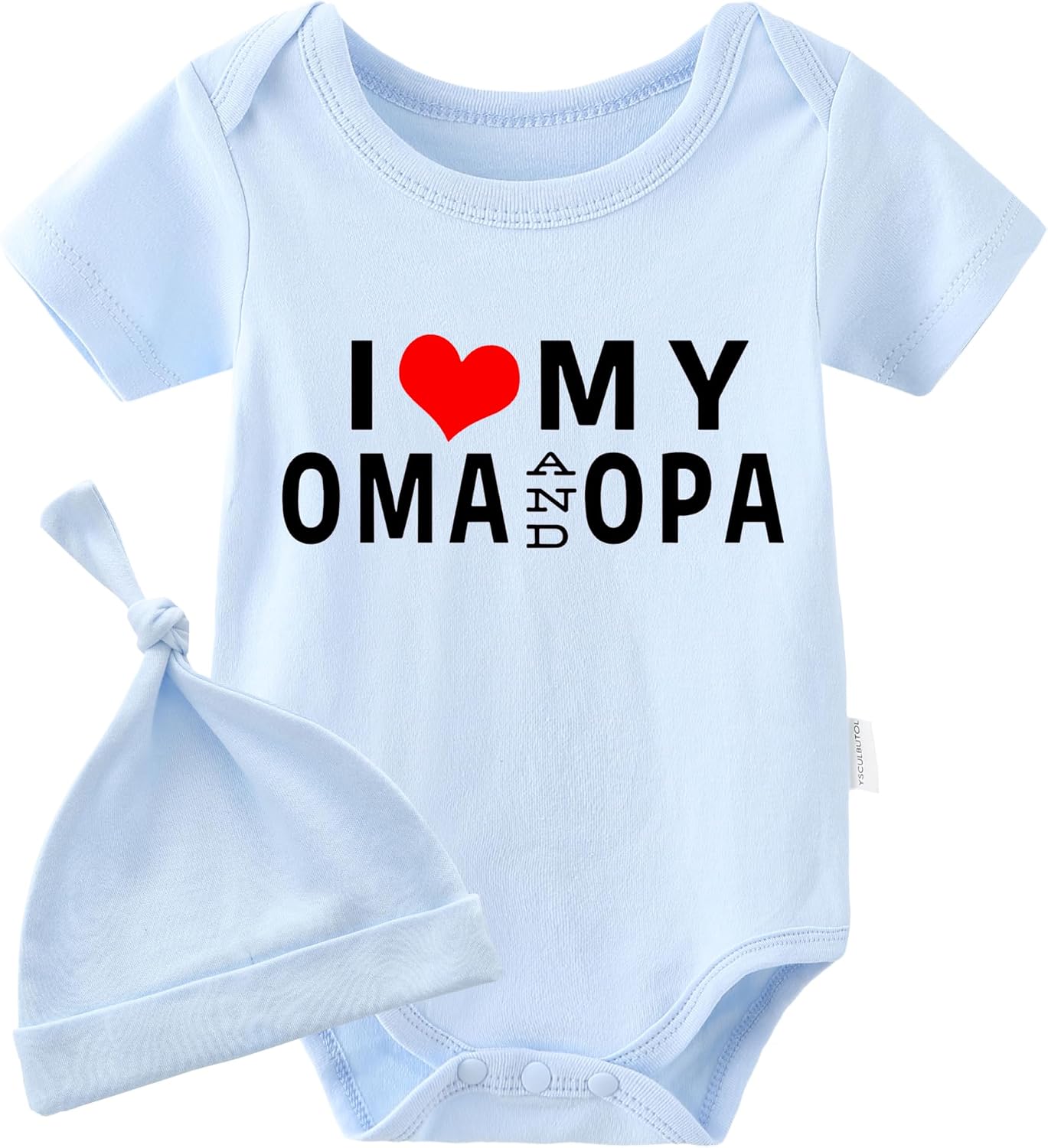 Baby Twins Romper I Love My Grandma Grandpa Fun Baby Bodysuit Short Sleeve Gift for Birth Baby Boys Girls Twins Baby Clothing with Hat