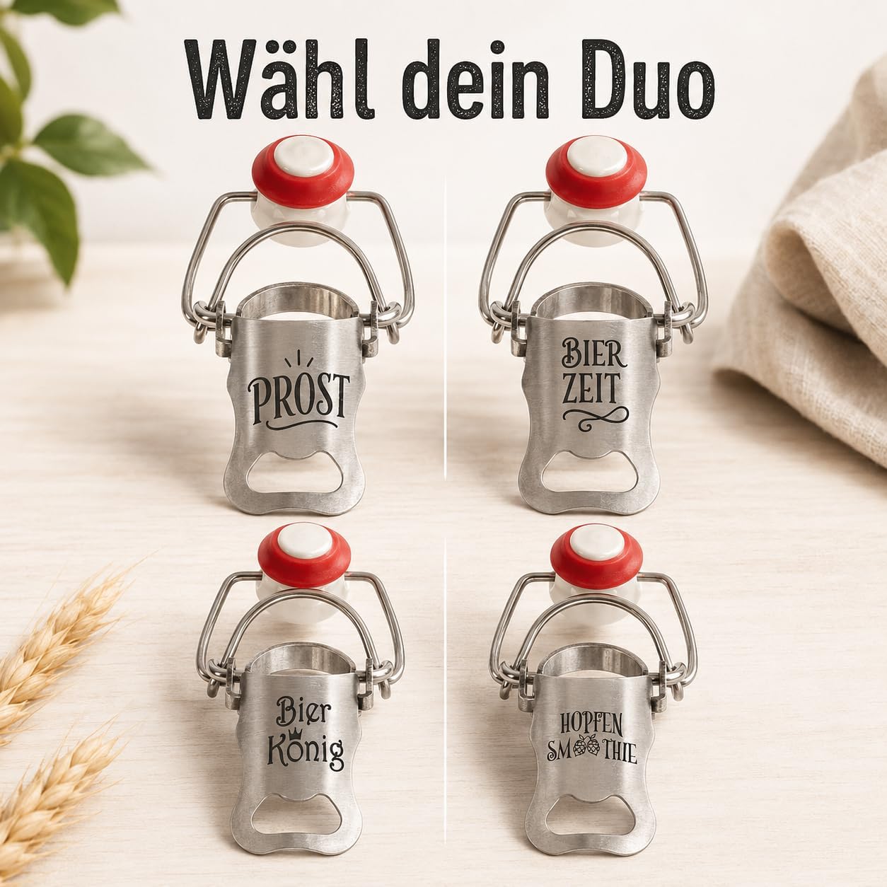 MIJOMA Bottle Stopper with Opener, Set of 2 Cheers & Beer Time – Bild 9