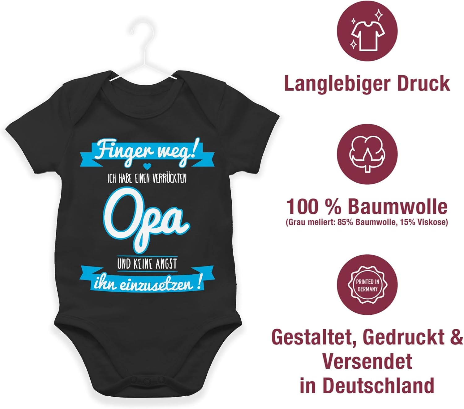 Shirtracer - Baby Bodysuit Short Sleeve - Sayings - Ich habe einen verrückten Opa – Bild 6