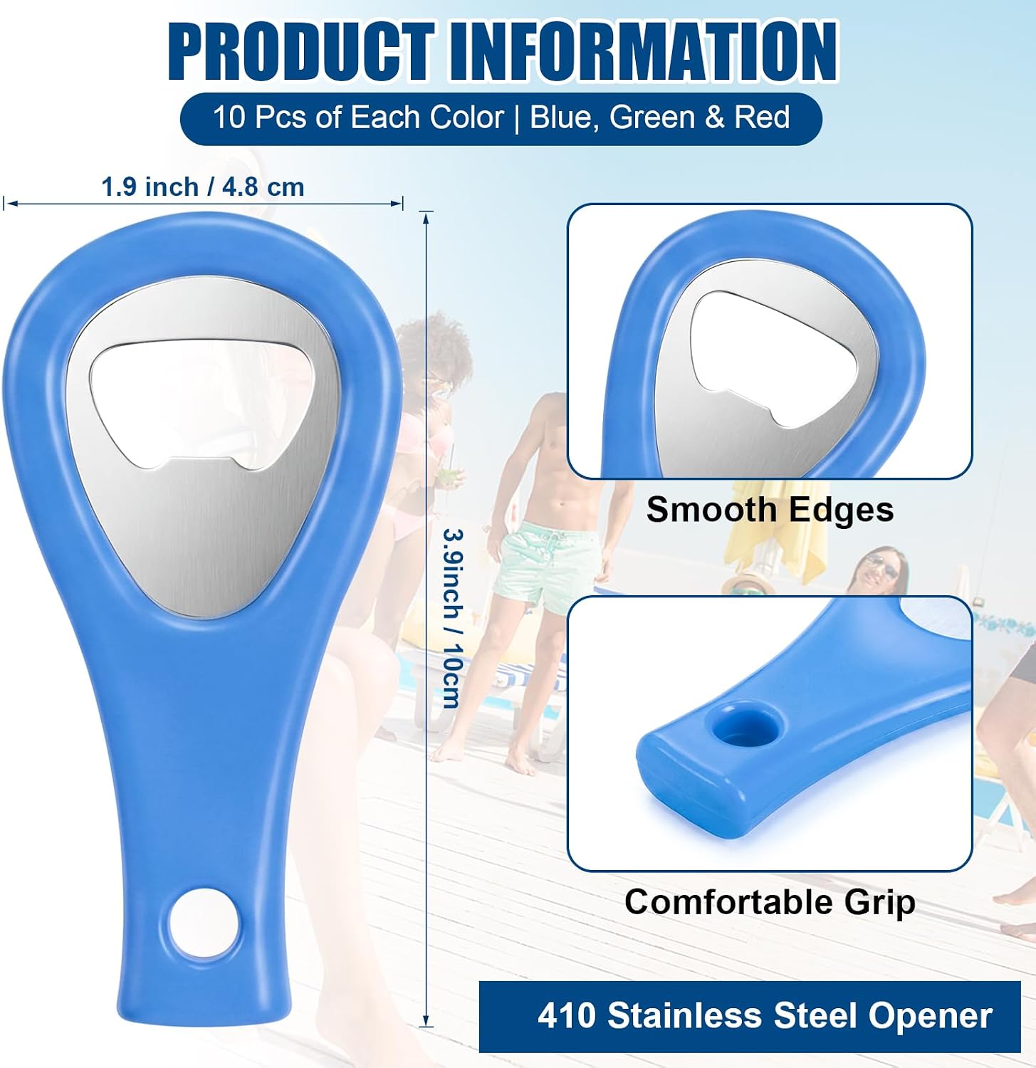 Pack of 30 Bottle Openers, Stainless Steel, Portable Beer Bottle Opener for – Bild 3