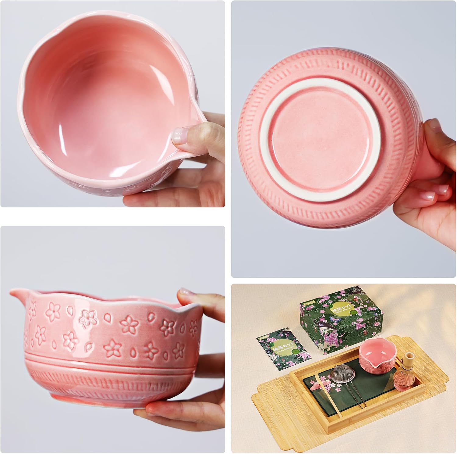 Matcha Set, Matcha Tea Set 7 Pieces with Matcha Broom Bowl, Strainer & Accessories, Perfect Gift Premium Matcha Set for Traditional Japanese Lovers (Pink) – Bild 5