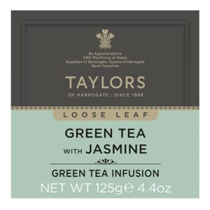 Taylors of Harrogate Green Tea – Delicate, Mild and Refreshing – With Jasmine – Tea Box with Loose Tea – 125 g