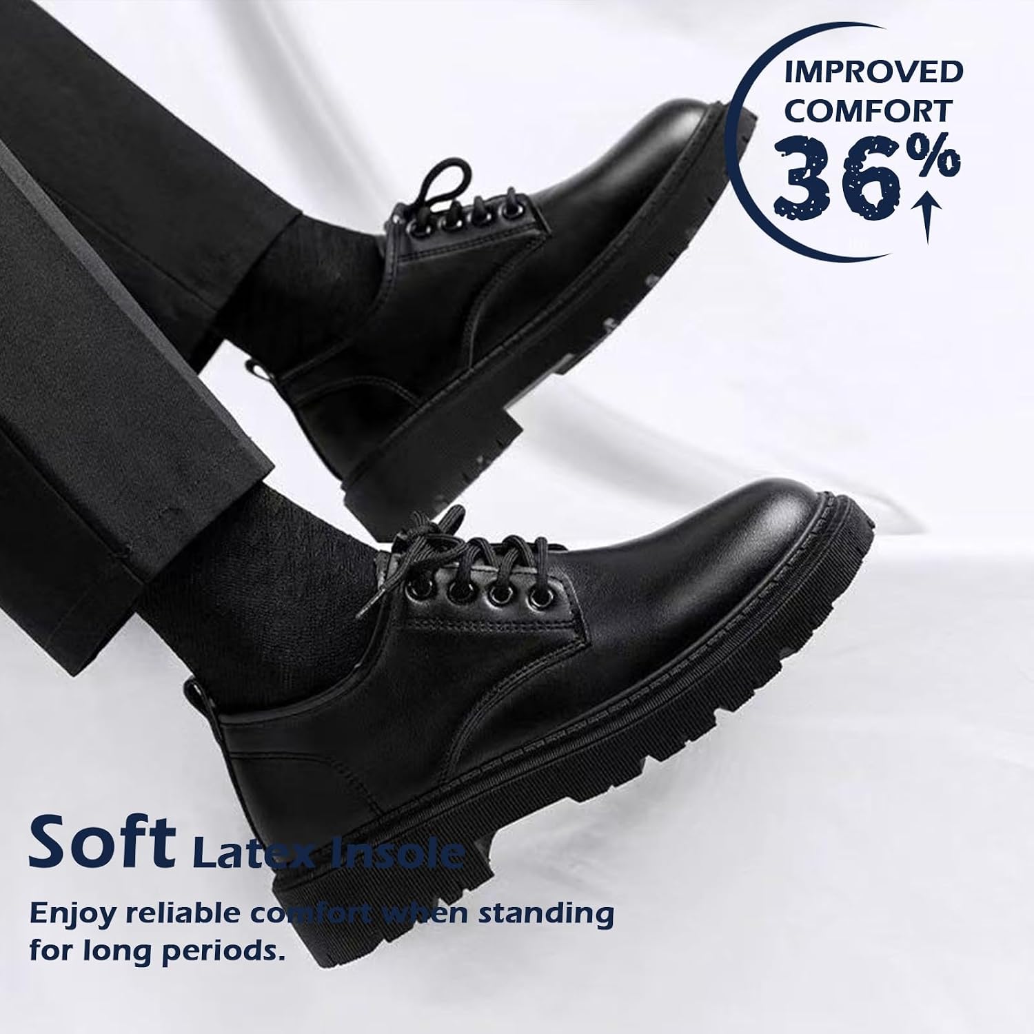 Hixingo Men's Suit Shoes 38-45 EU, Comfortable Suit Shoes, Men's Business Shoes, Oxford Elegant Derby Leather Shoes, Non-Slip Breathable for Wedding, Suit – Bild 5