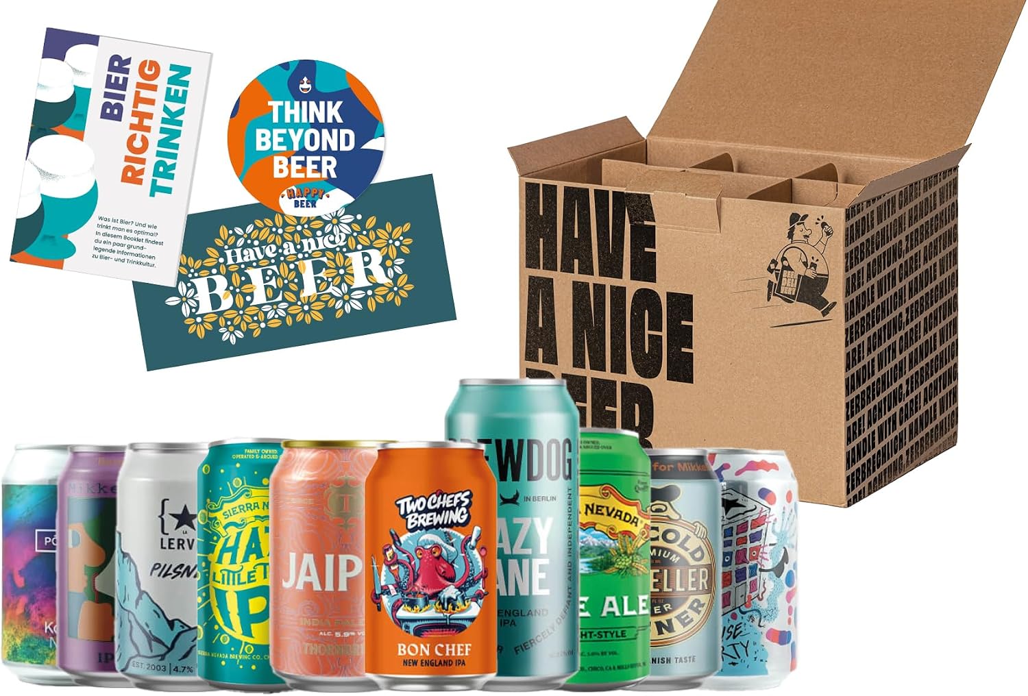 Craft Beer Package Tin - 10 International Premium Beers, Beer Gift Package, Gifts for Men, Tasting for Home, Craft Beer Gift Pack, Father's Day Gift, Includes 2.50€ Reusable Deposit