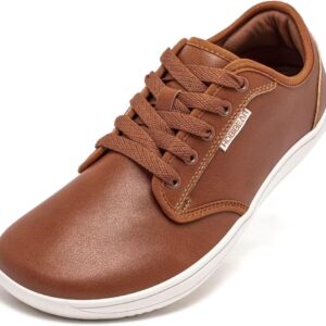 HOBIBEAR Unisex Wide Barefoot Shoes Women Men Barefoot Shoes Leather Minimalist Outdoor Trail Running Walking Shoes