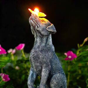 Yeomoo Solar Dog Figure with Butterfly Decoration for Outdoors, Garden Gift