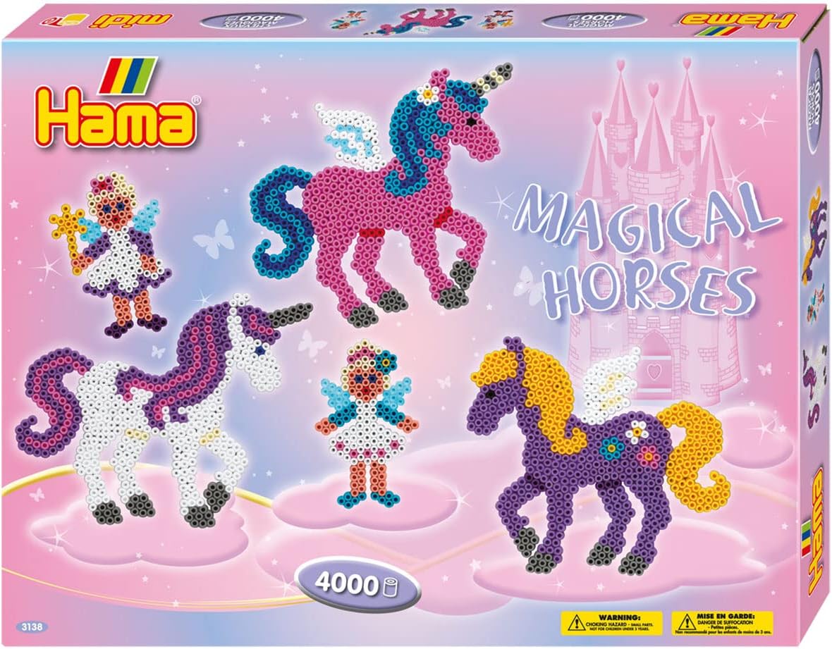Hama 3138 Gift Pack Magical Horses Approx. Ironing Beads, 2 Pegboards and Accessories 4000 pcs