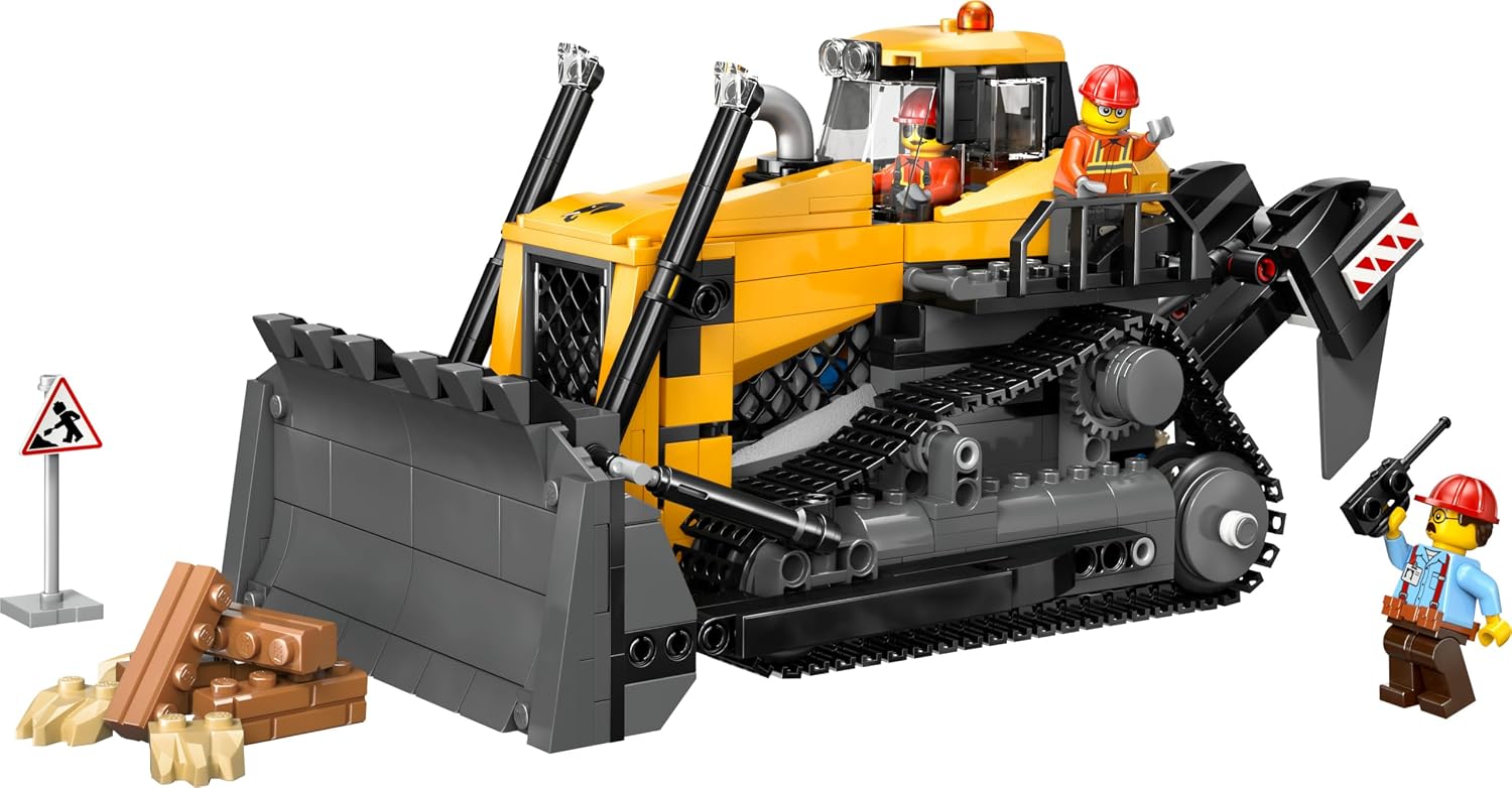 LEGO City Yellow Bulldozer Set - Toy Construction Site, Construction and Play Set - Realistic Construction Machine with Driver and 2 Construction Workers - Gift Idea for Children from 8 Years - 60466 – Bild 10