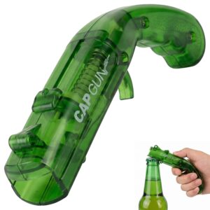 Bottle Opener Gun - Funny Beer Opener with Shooting Function for Parties & Bars, Creative Gadget in Transparent Bottle Green, Ideal Men's Gift for Birthday and Christmas