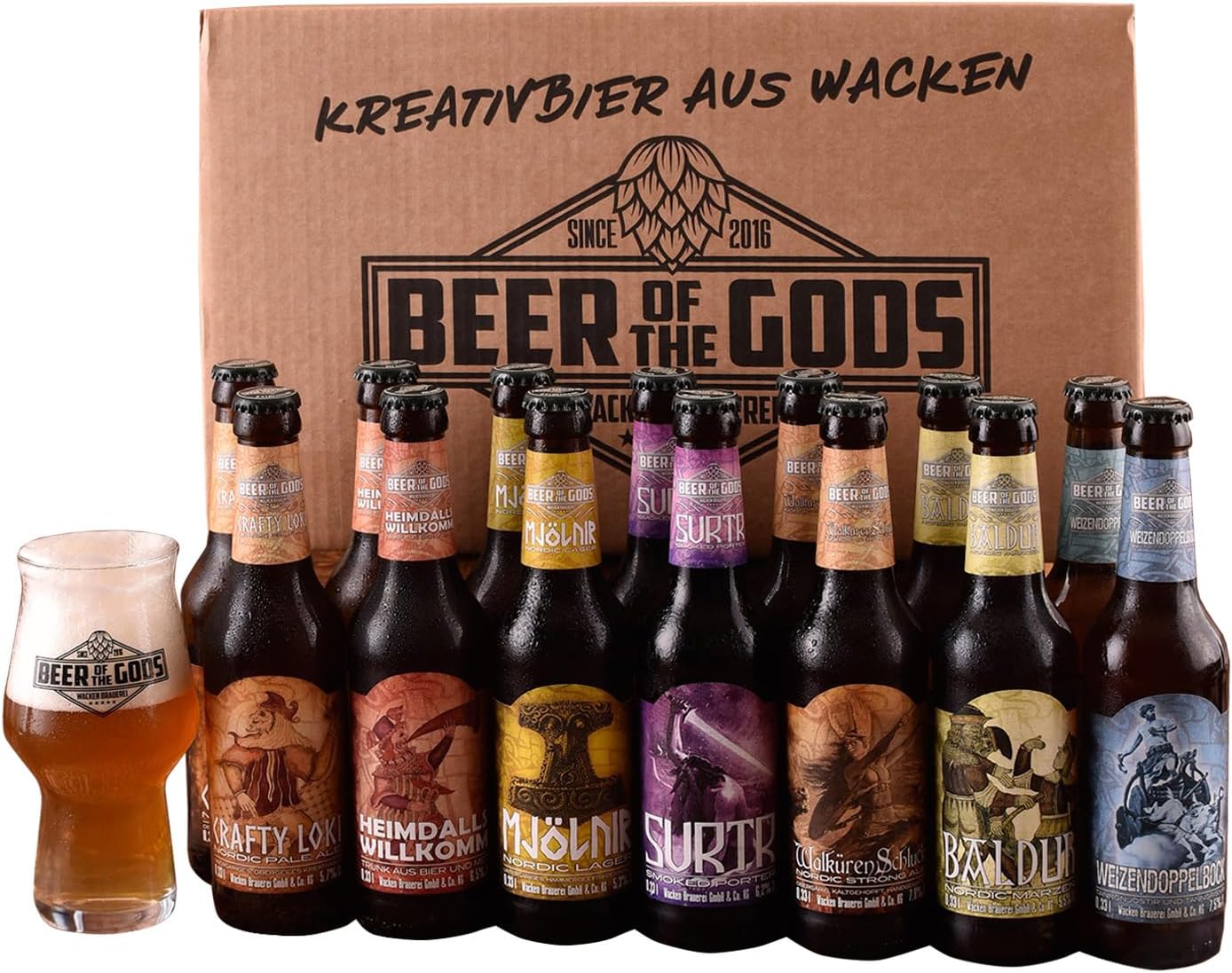 Wacken Brauerei Craft Beer Box 16 x 0.33 L Various Types + Beer Glass – Bild 2