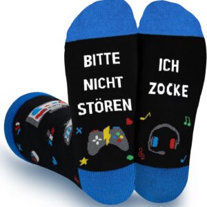 Lustige Geschenke für Männer Frauen, Socken mit Spruch, Geschenkideen Weihnachtsgeschenke für Männer Frauen Freund Teenager Jungen, ideal für Gaming Leseratte Fußball- oder Formel 1 Fans