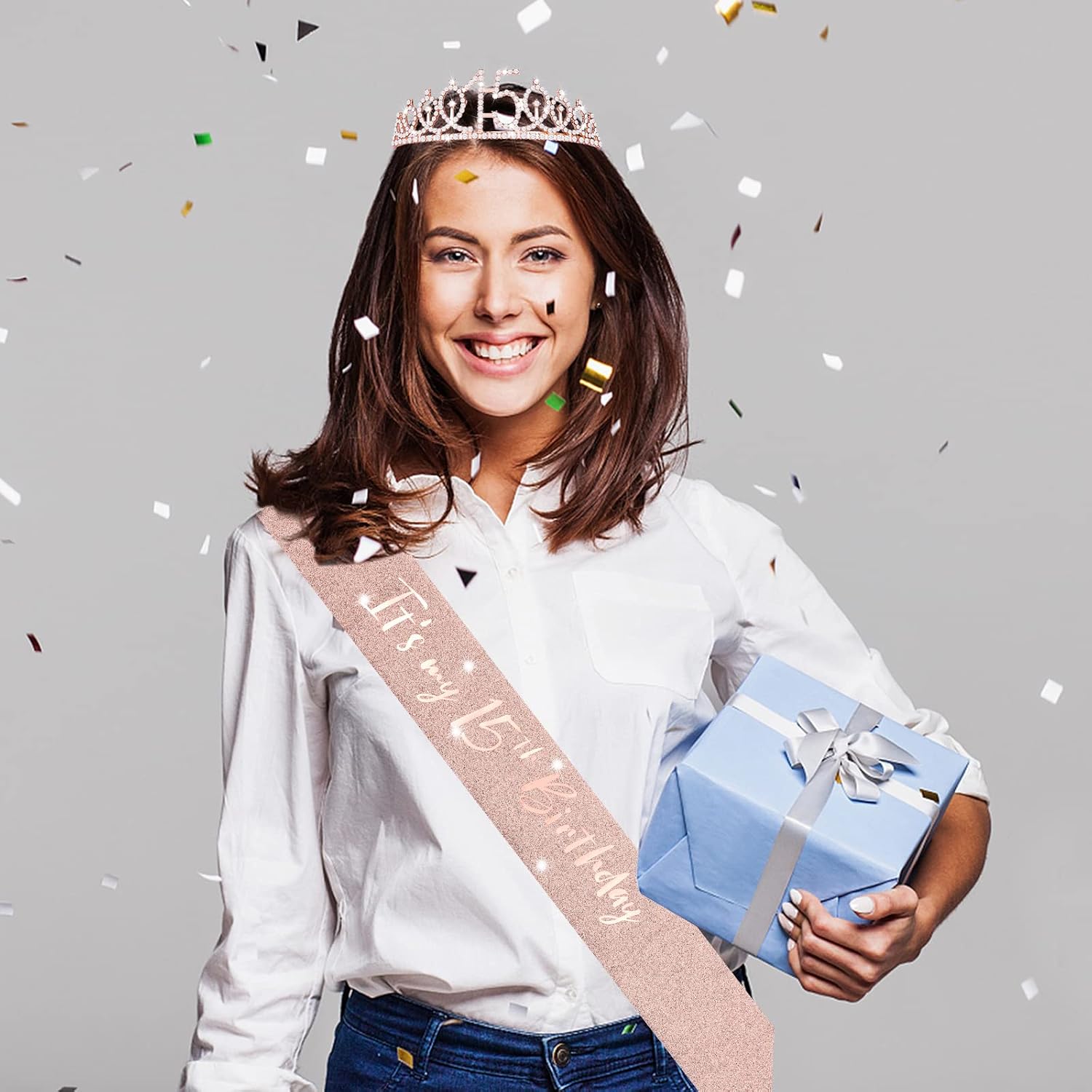 Abeillo 15th Birthday Crown, Birthday Sash 15 Years Girl, 15th Birthday Crown and Sash, It's My 15th Birthday Crown for 15 Years Girls Party Gift Birthday Decoration – Bild 6