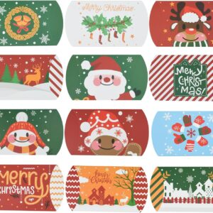 TAIYOU Pack of 48 Christmas Gift Box Small Cushion Shape Candy Box Kraft Paper Gift Box Merry Christmas Candy Box Biscuit Box for Gifts 12 Designs