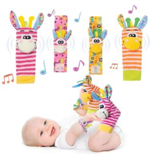Accevo Baby Wrist Rattles & Socks Cuddly Toys Early Learning Toy for Toddlers & Newborn Baby Gifts Toy for Babies Baby Shower Gift 0-12 Months