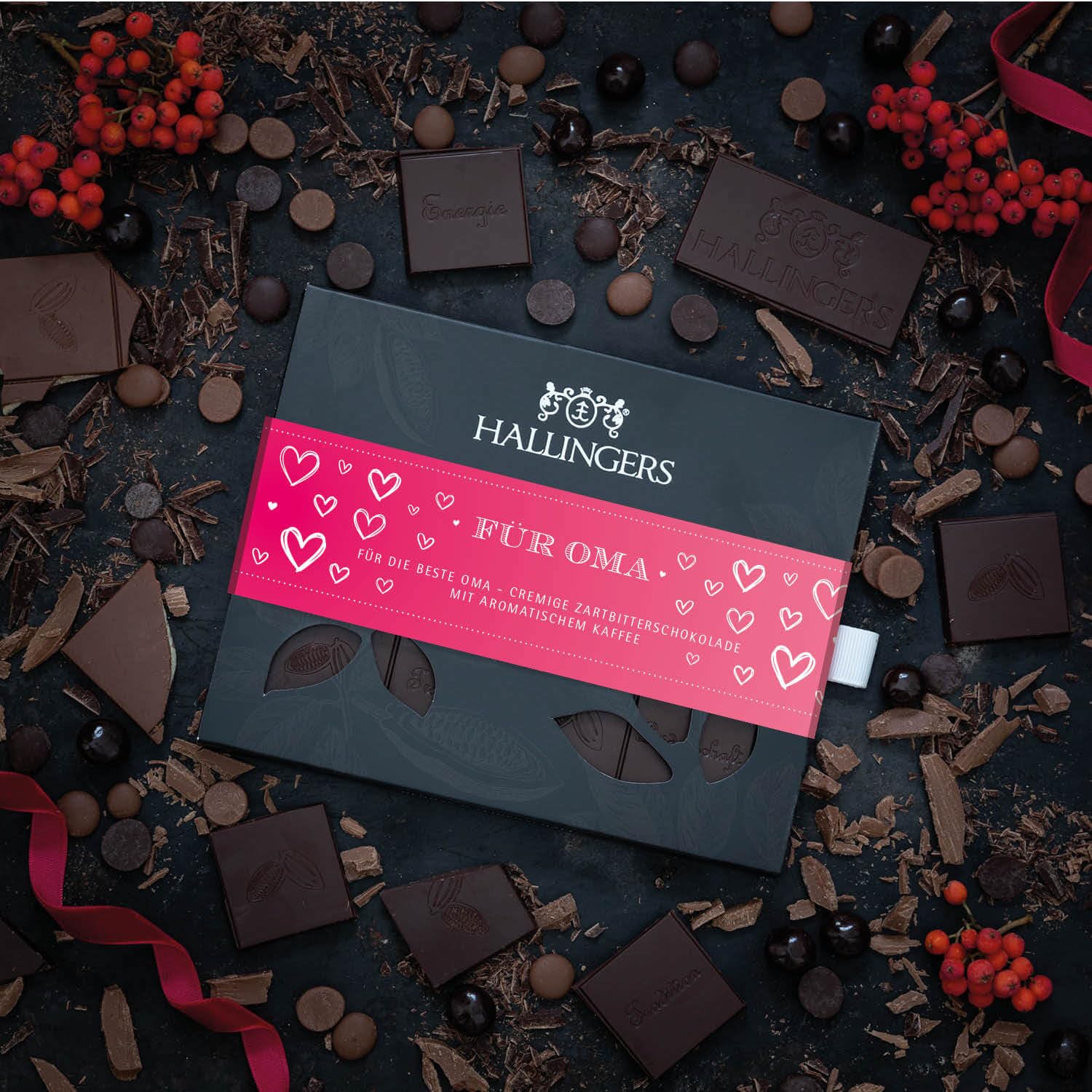 Hallingers Genuss Manufaktur Vegan Chocolate Mother's Day Gift - Bar Made of Handmade Fine Cocoa without Alcohol Elegant Cardboard "Für Oma" Coffee Gift Idea for Mum Grandma – Bild 2