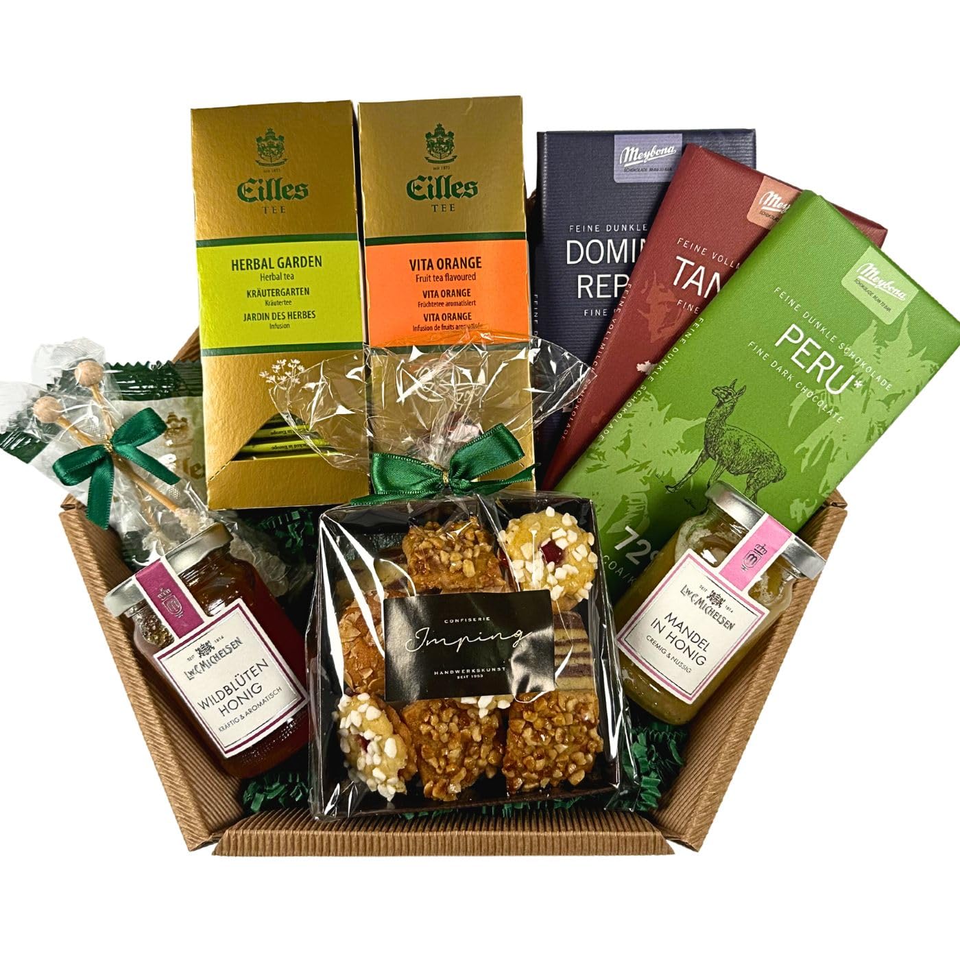 EILLES Tea Gift Basket Sweet Pleasure with Eilles Deluxe Tea, Meybona Chocolate & More