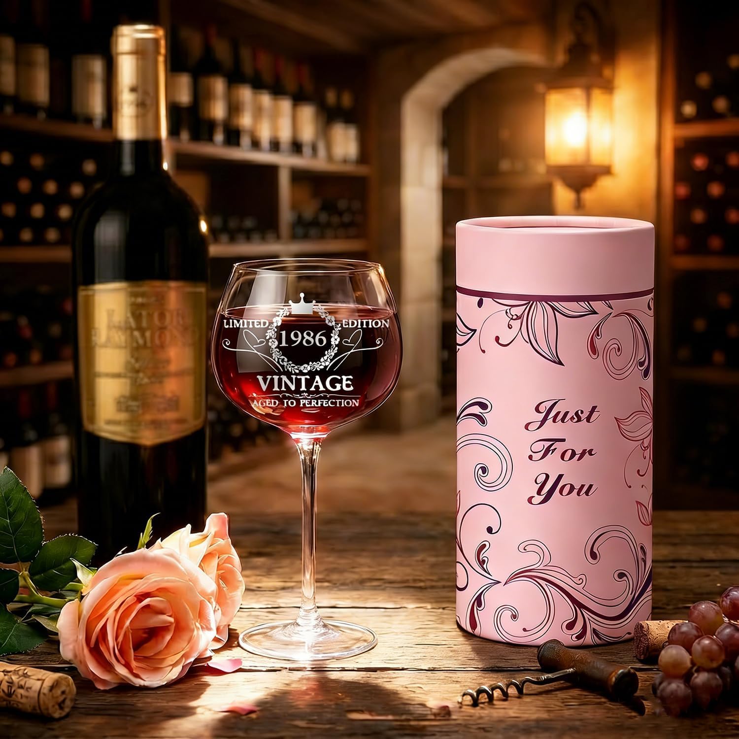 1986 Gift 40th Birthday Women - 16oz Wine Glass with Gift Box – Bild 5