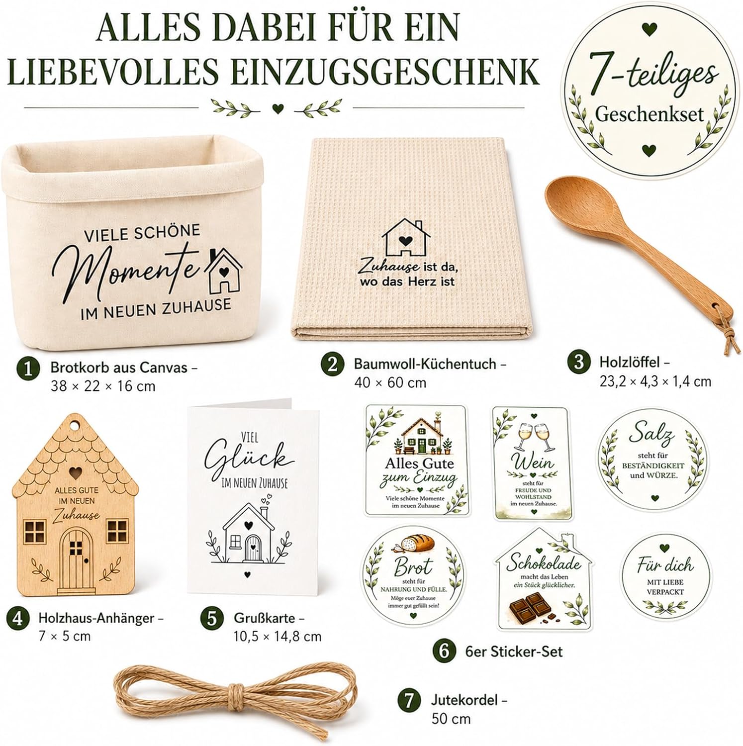 Housewarming Gift Set with Bread Basket, Kitchen Towel & Wooden – Bild 7