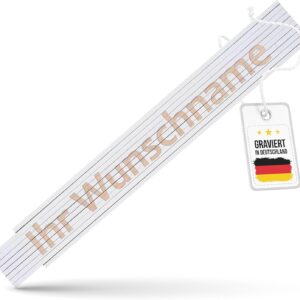 Ruler Personalised – Metre Stick with Name – Personalised Ruler Made of Beech Wood – Tool with Engraving & Desired Name – Gift for Birthday, Father's Day