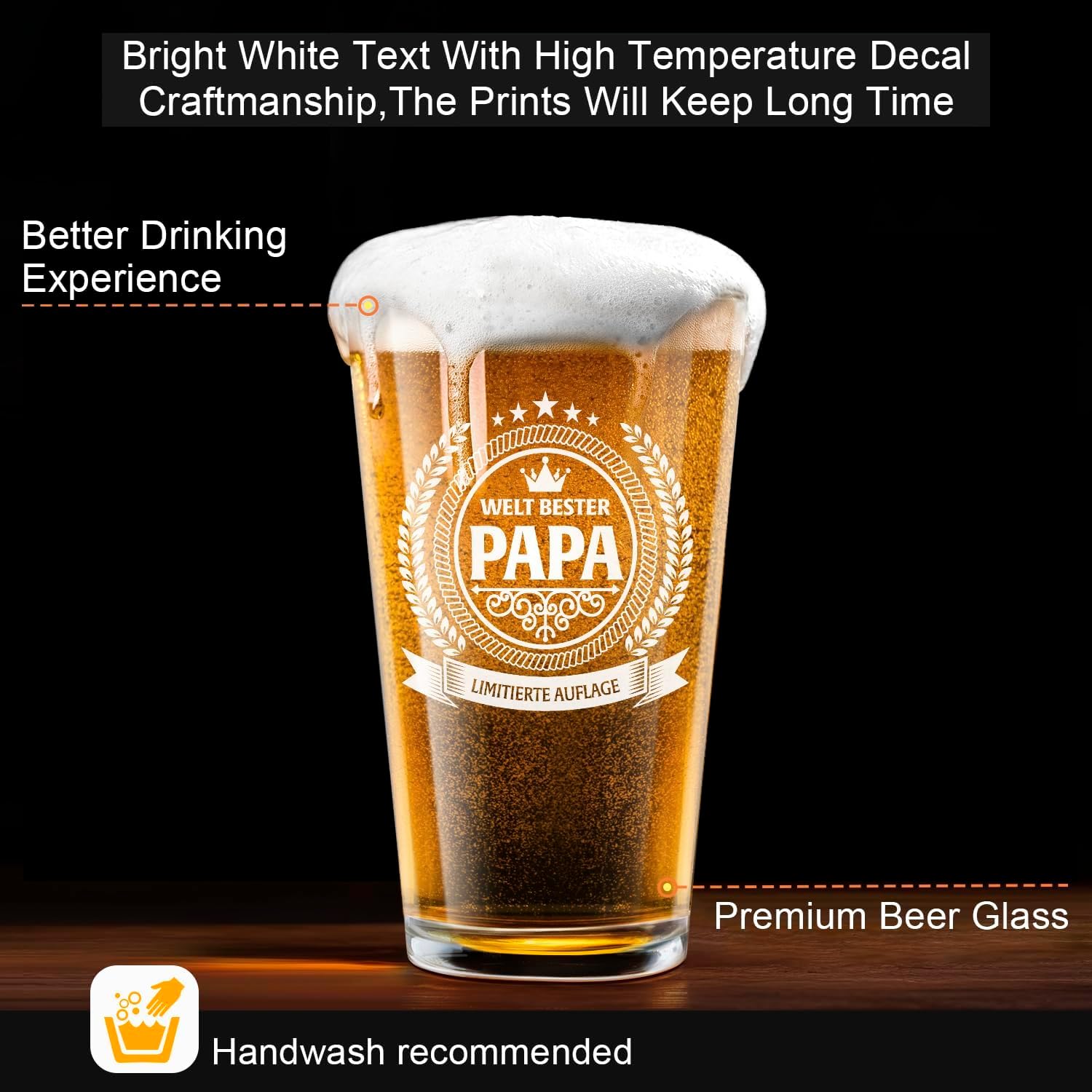LIGHTEN LIFE Dad Gifts, Dad Beer Glass in Barrel Box, Father's Day Gift, Father's Day Gift, Birthday Gift – Bild 3