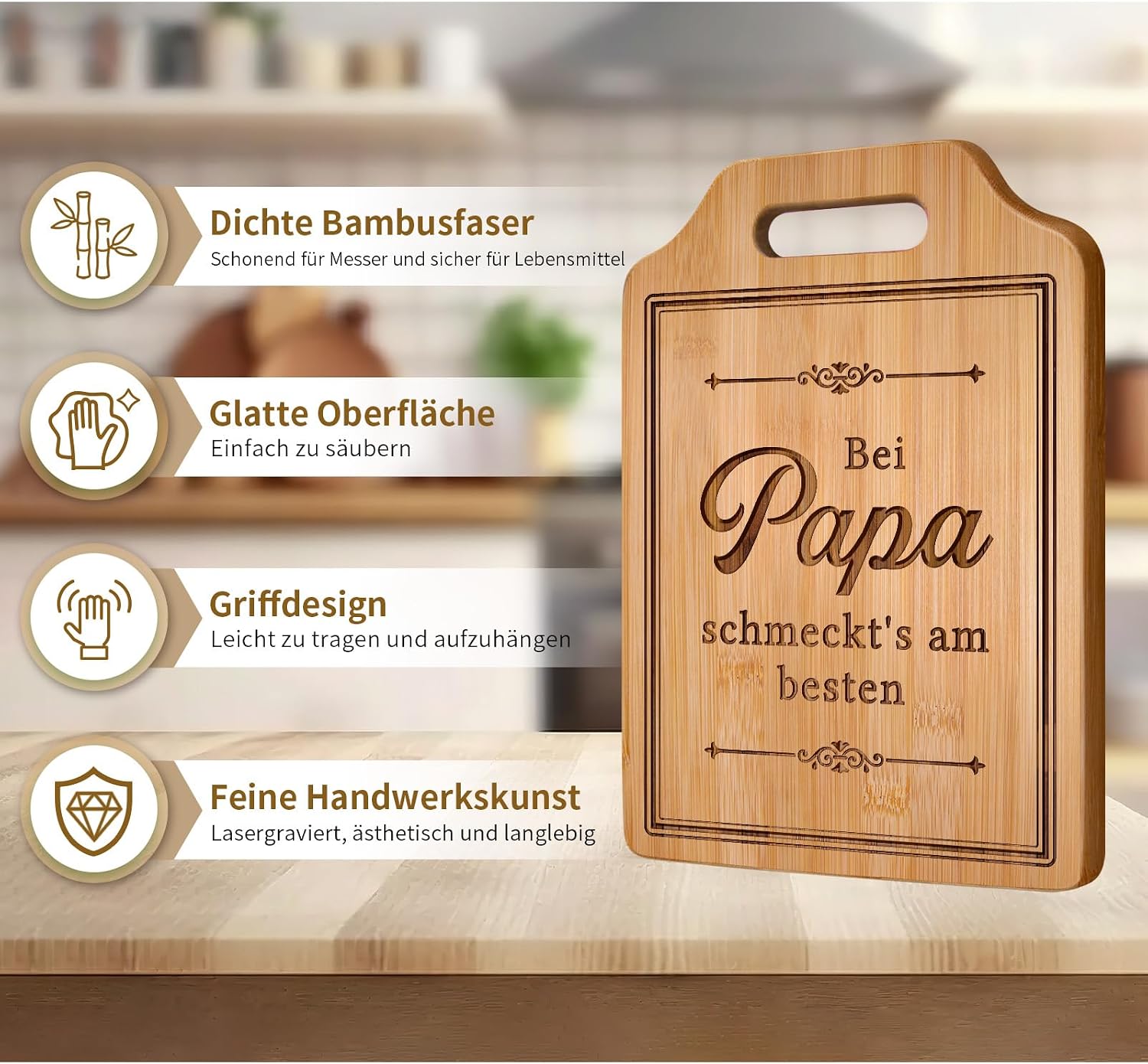 Dad Gift Birthday - Engraved Bamboo Chopping Board, Gifts for Dad, Dad Birthday Gift, Dad Gift Christmas, Christmas Gifts for Dad, Dad – Bild 4