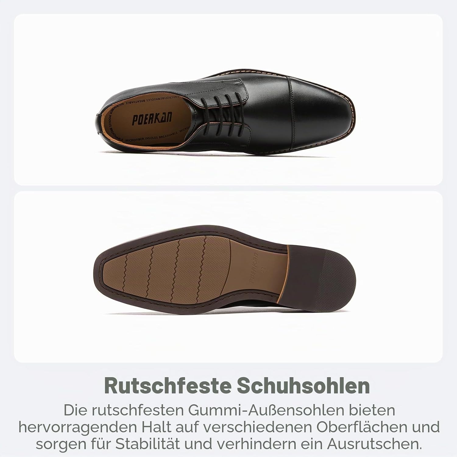 Poerkan Men's Business Lace-Up Shoes, High Quality Classic Oxfords, Comfortable Multipurpose Shoes, Black & Brown – Bild 5