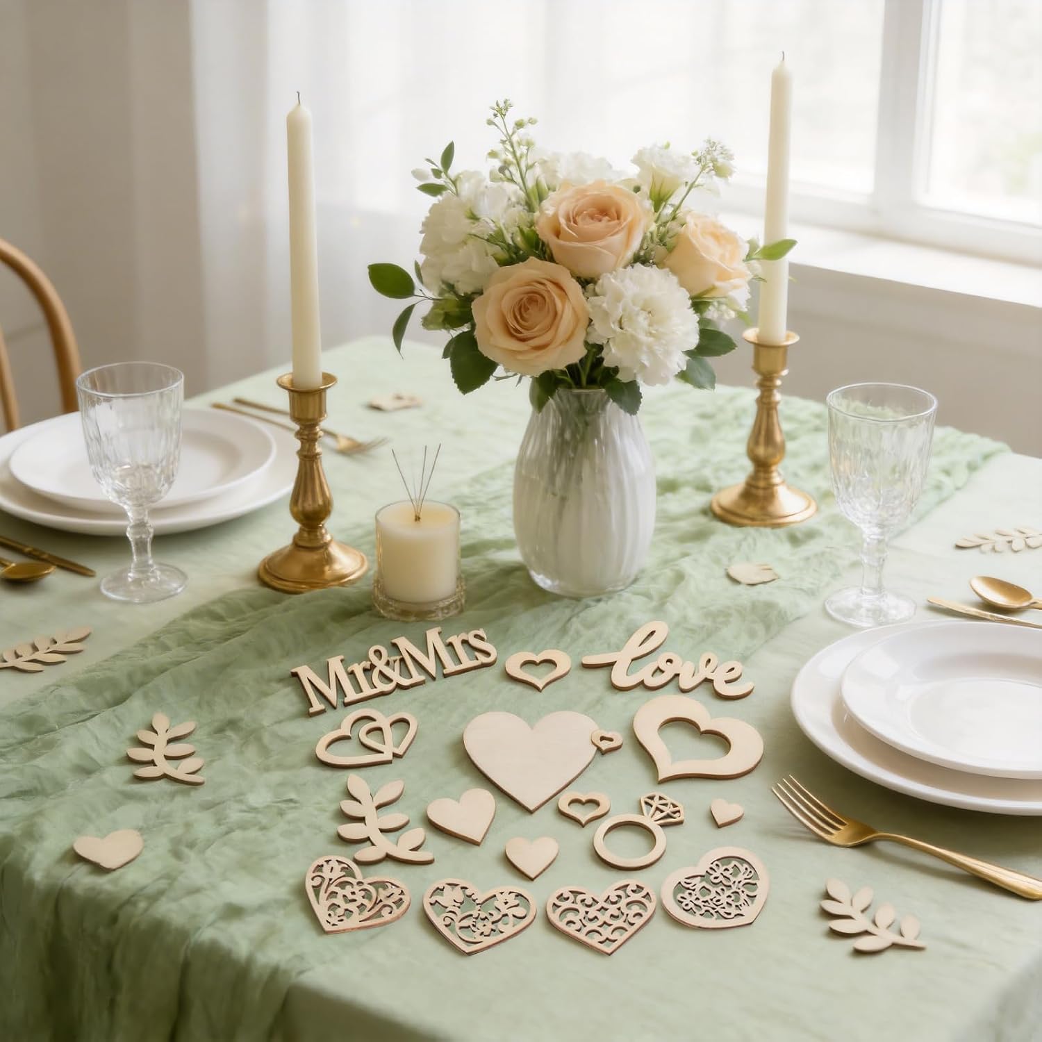Pack of 398 Wooden Wedding Table Decoration Wooden Hearts – Bild 4