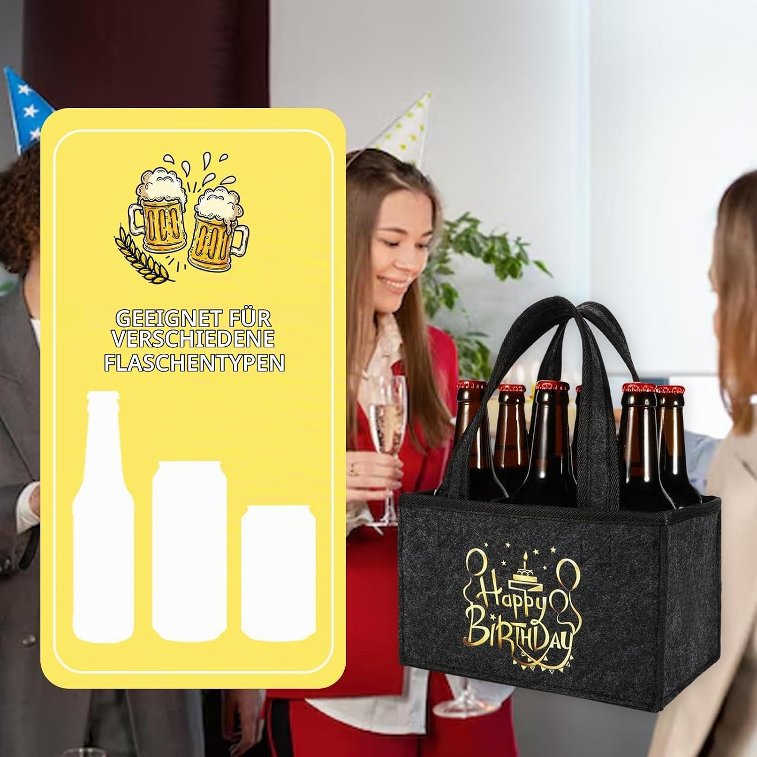 Birthday Gift for Men, Men's Handbag Beer Gifts Birthday, Men's Gifts for Birthday, Bottle Bag 6 Bottles, Beer Gifts, Funny Gifts for Men – Bild 3