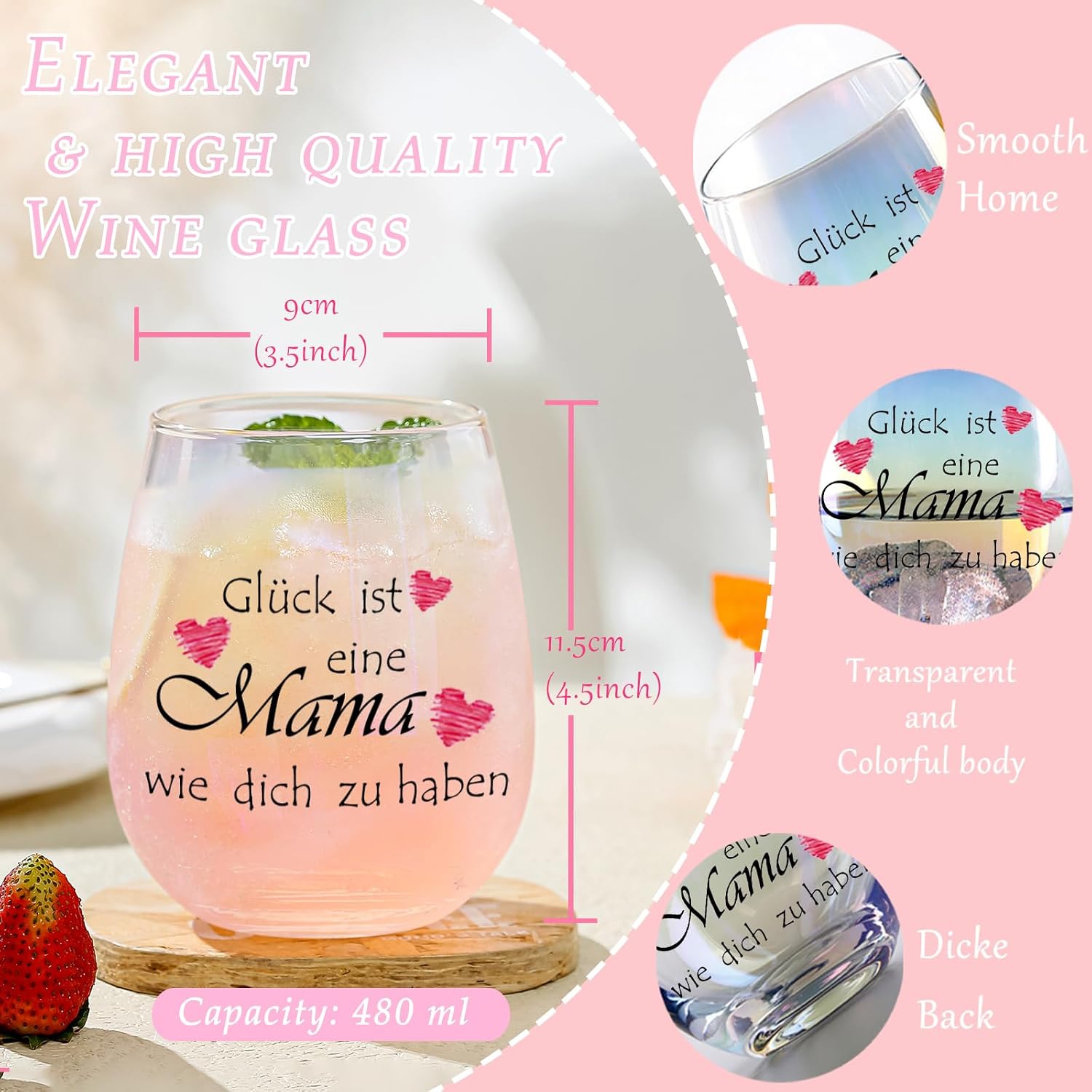 Gifts for Mum Wine Glasses Mother Birthday Gift for Best Mum – Bild 4
