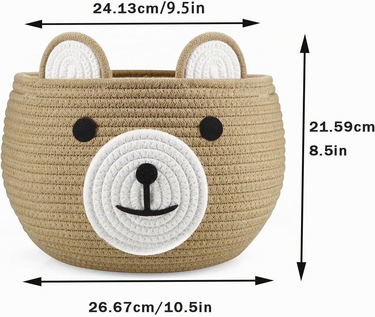 PandaEar Babykorb aus Baumwollseil, Baby-Geschenkkorb, Kinderzimmer, Wäsche-Organizer mit niedlichem Bären-Design zur Aufbewahrung von Säuglings- und Neugeborenen-Essentials, Windelkorb mit Griff – Bild 3