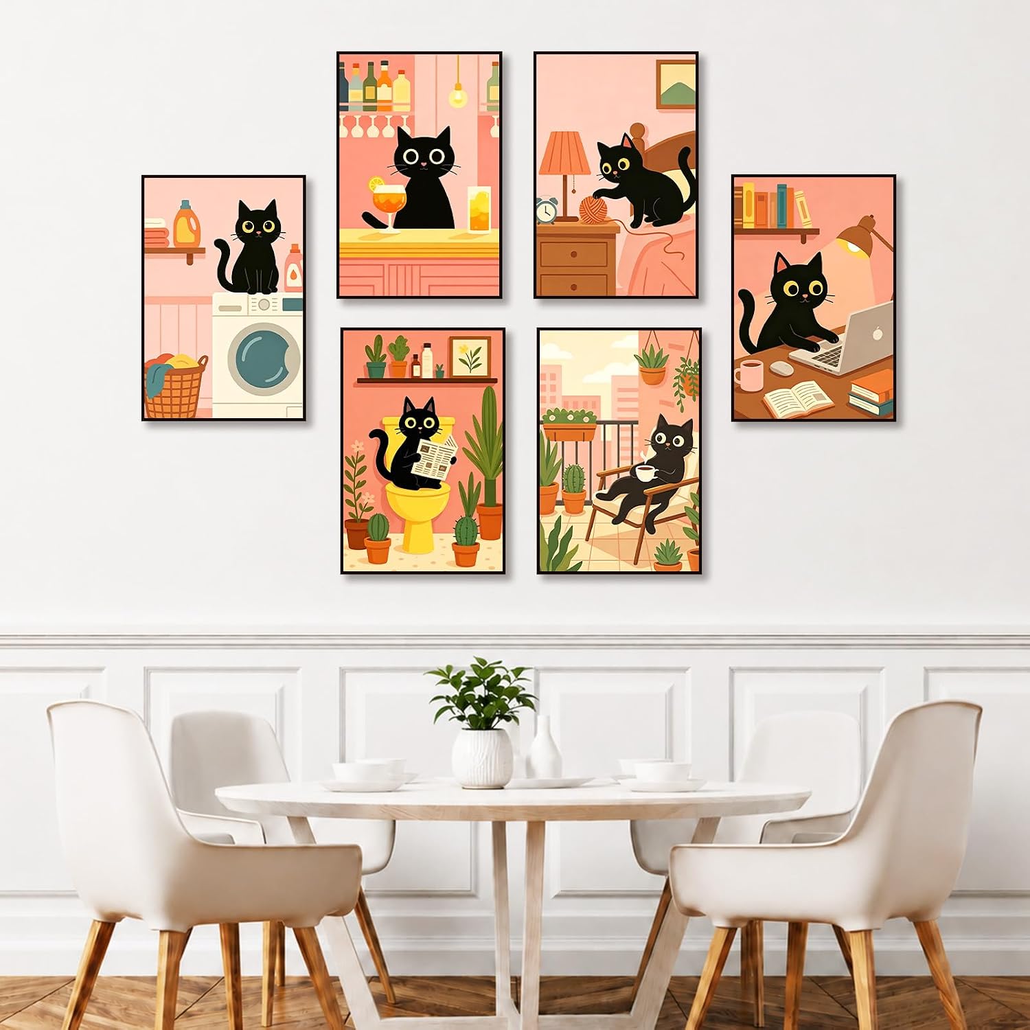 Paint by Numbers Adult Set, 6 Pieces, Black Cat Painting Set, 20 x 30 cm – Bild 6
