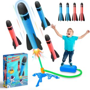 HappyGoLucky Foam Rocket Toy Launcher 4 Pack Outdoor Toys for Kids Boys and Girls