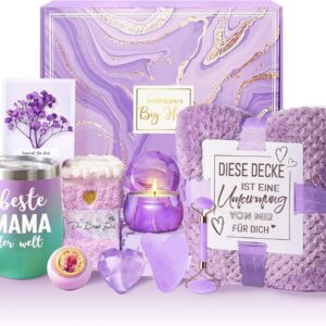 Mother's Day Gifts for Mum, Best Mum Gifts for Mother's Day, Birthday, Christmas, Gift Set with 40 oz 1200 ml Wine Cup and Cuddly Blanket, Birthday Gift for Mother from Daughter Son