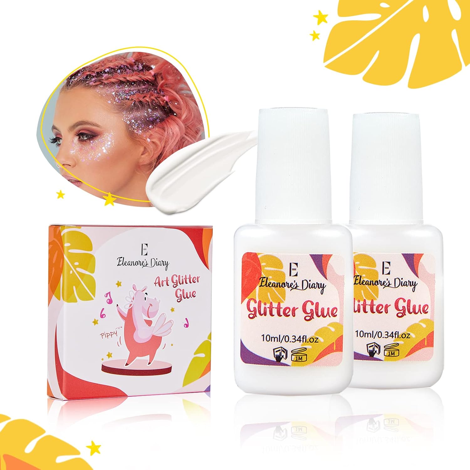 Skin Glue for Glitter Tattoos, 10 ml x 2 Glitter Glue, Odourless and – Bild 8