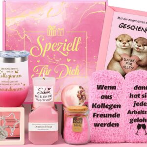 Giftota Farewell Gift for Colleague, Personal Gift for Colleague, Pink Wellness Gift Box with Thermal Mug, Gift Idea for Birthday or Farewell Gift for Women