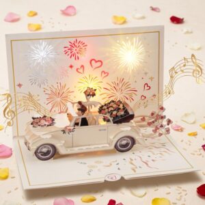 papercrush Pop Up Wedding Card with Music & Light, 3D Wedding Card