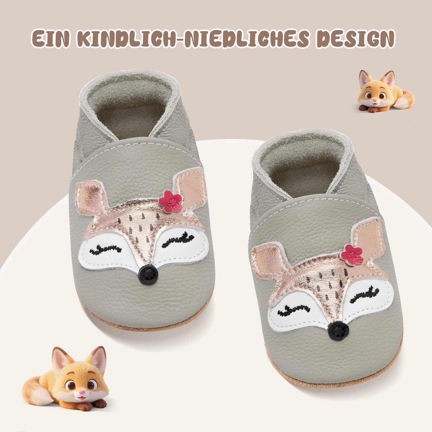 IceUnicorn Crawling Shoes Baby First Walking Shoes Boys Girls Soft Leather Baby Slippers Toddler Non-Slip Leather Shoes Baby – Bild 4
