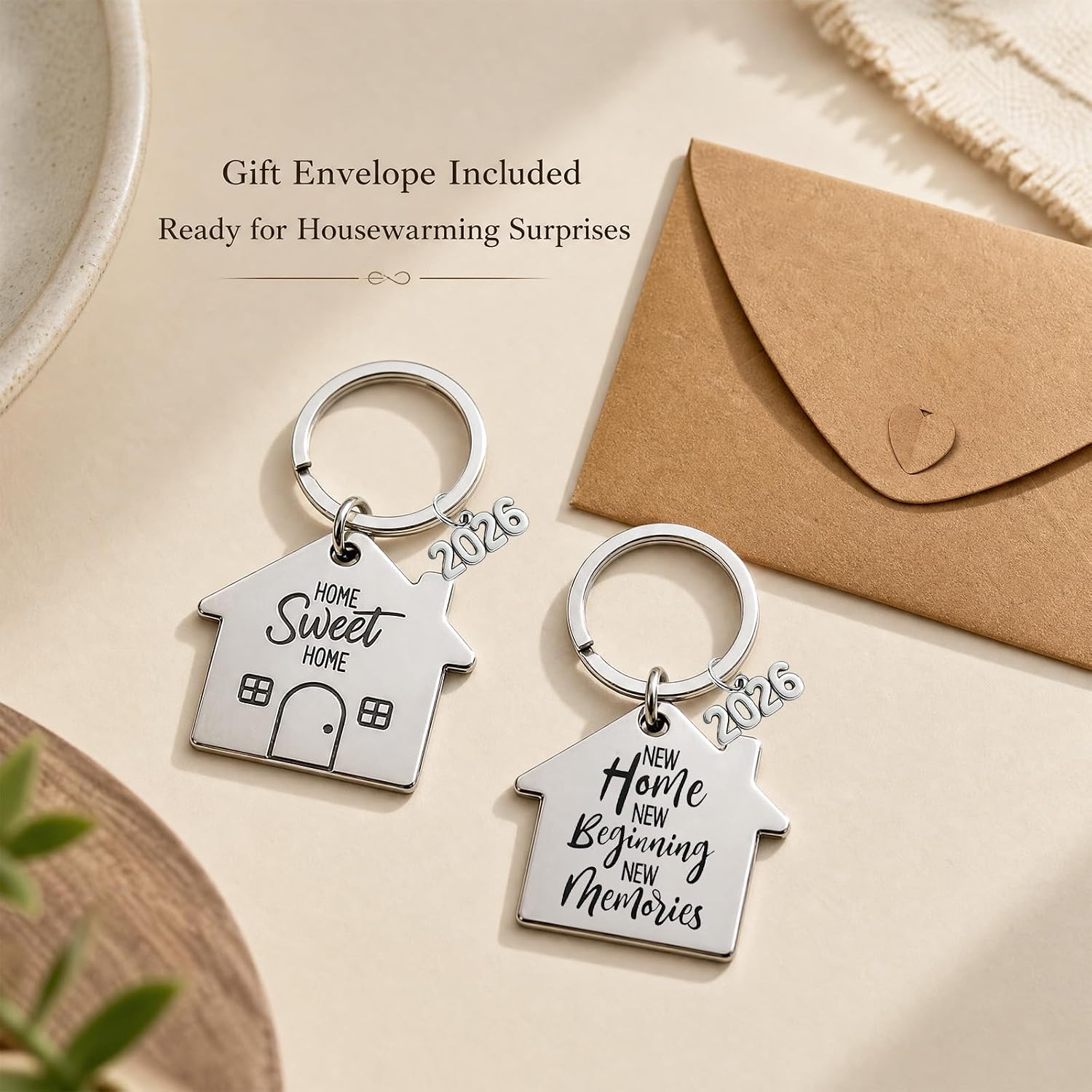 Pack of 2 Home Keyrings with Envelope Gift for Housewarming 2026 Housewarming Gifts Apartment New Home Gift Key Chain for New Home Buying and Moving – Bild 6