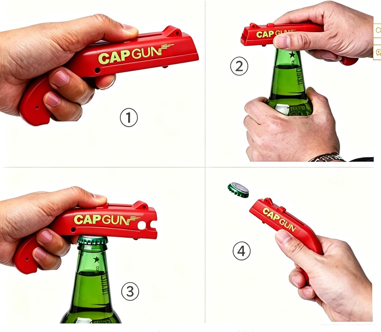 Bottle Opener, 2 Pieces, Gun Shaped Beer Opener, Funny Bottle Opener for Bar, Party and Home, Beer Gift for Men (Red & Blue) – Bild 3