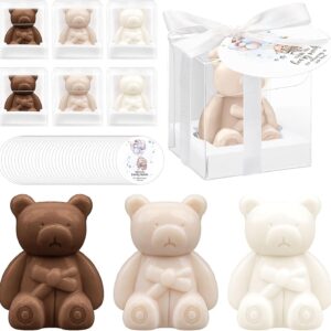 36 Pieces Bear Baby Shower Gifts, Bear Soap Party Favors with Thank You Cards and Boxes for Baby Shower Decoration, Guest Gift, Wedding Supplies (White and Brown)