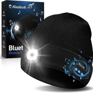 Hinshark Geschenke für Männer Frauen, Bluetooth Mütze mit LED Licht