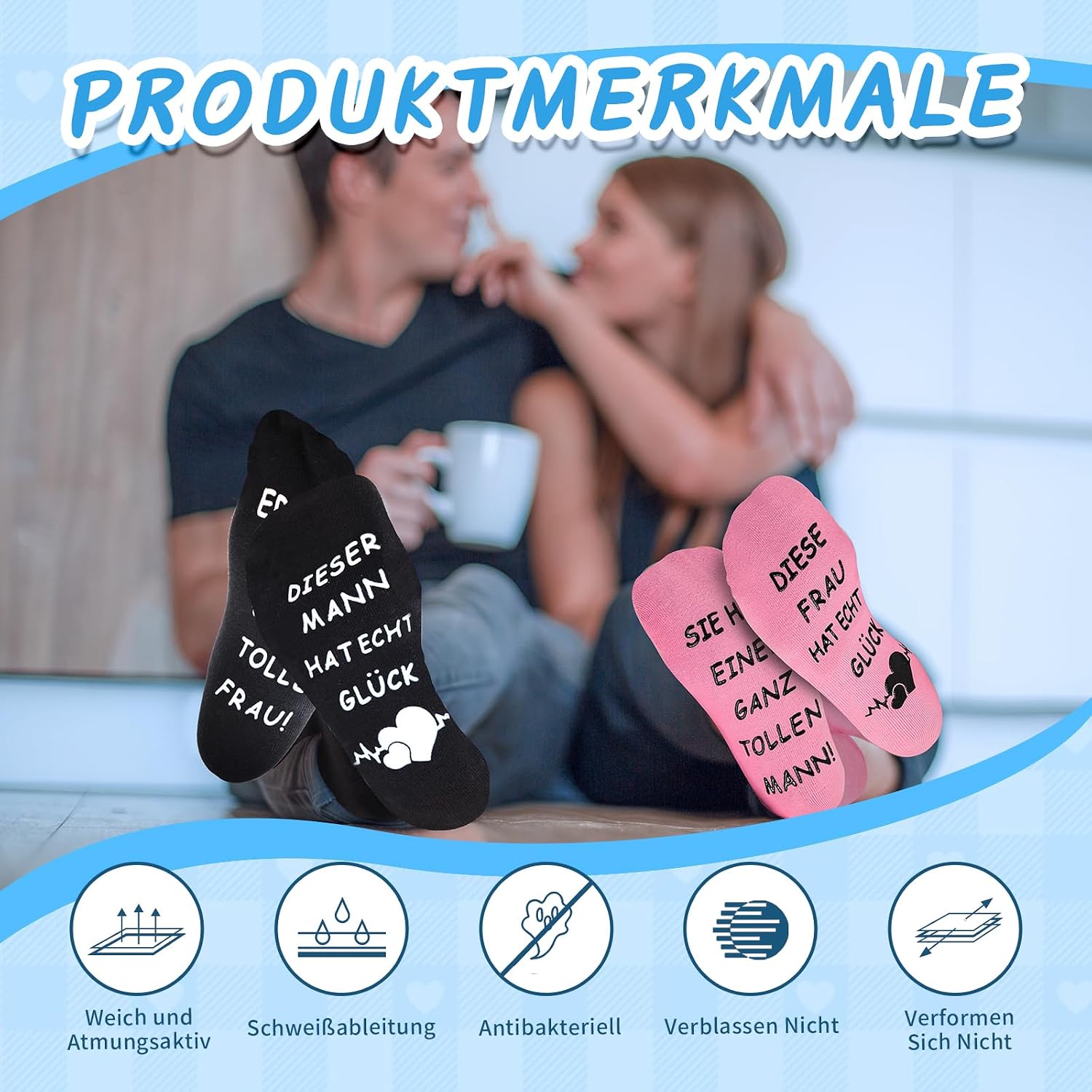 Gifts for Men Women, Funny Socks Christmas Gifts, Partner Wedding Anniversary Valentine's Day Anniversary Personalised Gifts for Women Men Husband Girlfriend Boyfriend – Bild 5