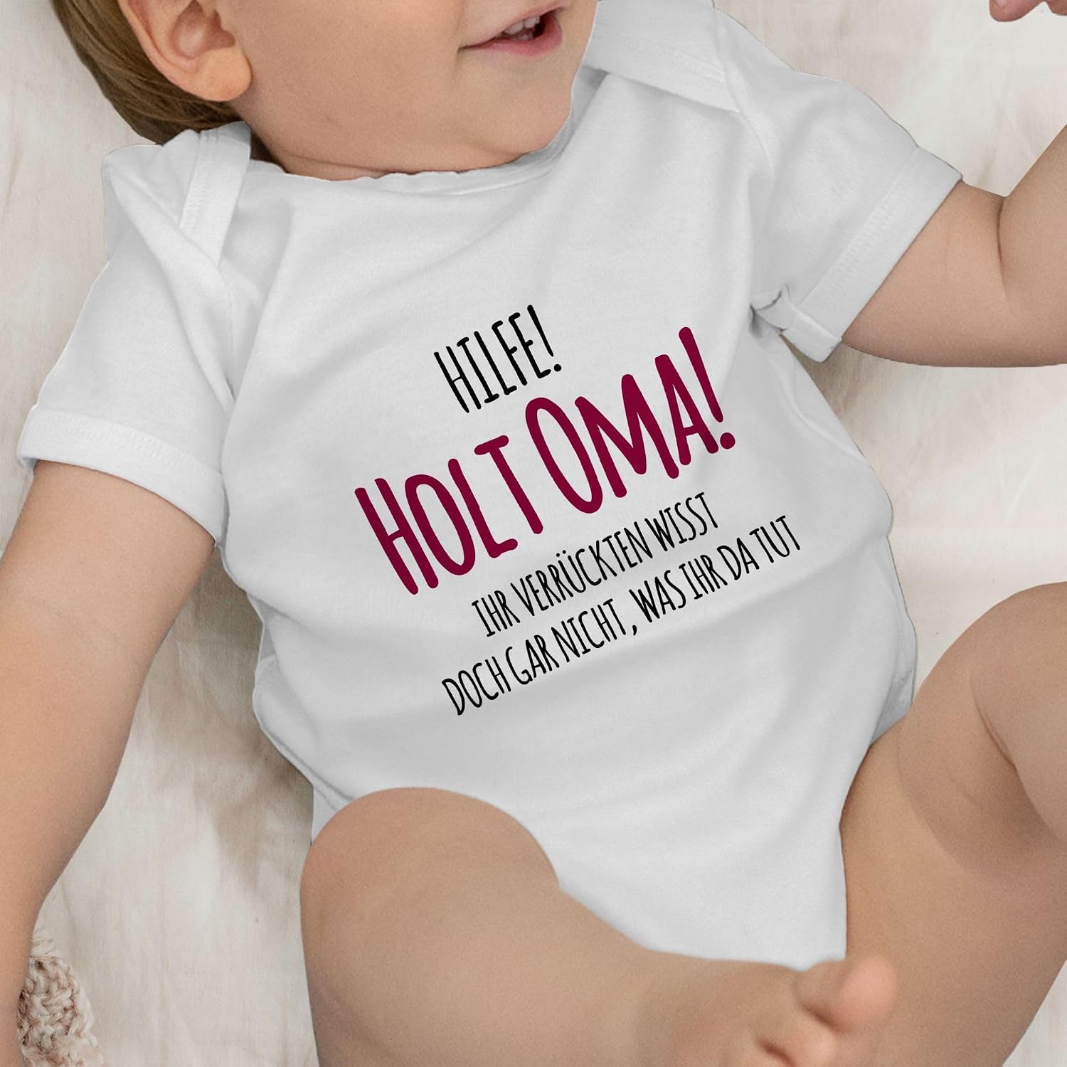 Shirtracer - Statement Sayings Baby - Help Holt Grandma - Baby Bodysuit Short-Sleeved for Boys and Girls – Bild 7